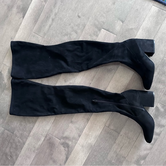 Steve Madden over the knee boots block heel almond black faux suede Loyal 7,5 - Picture 3 of 8